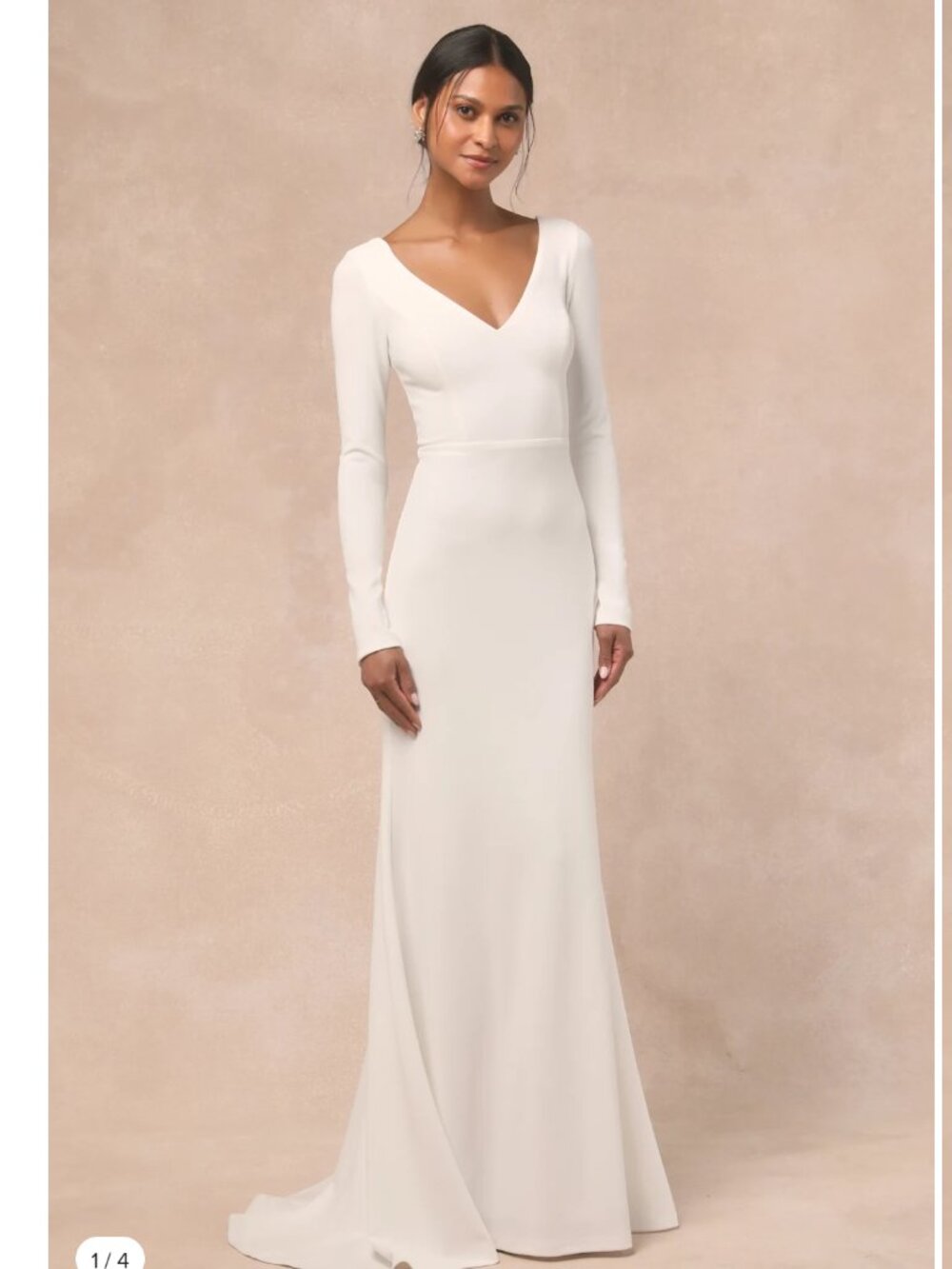 Lulu's Feeling of Forever White Long Sleeve Mermaid Maxi Dress